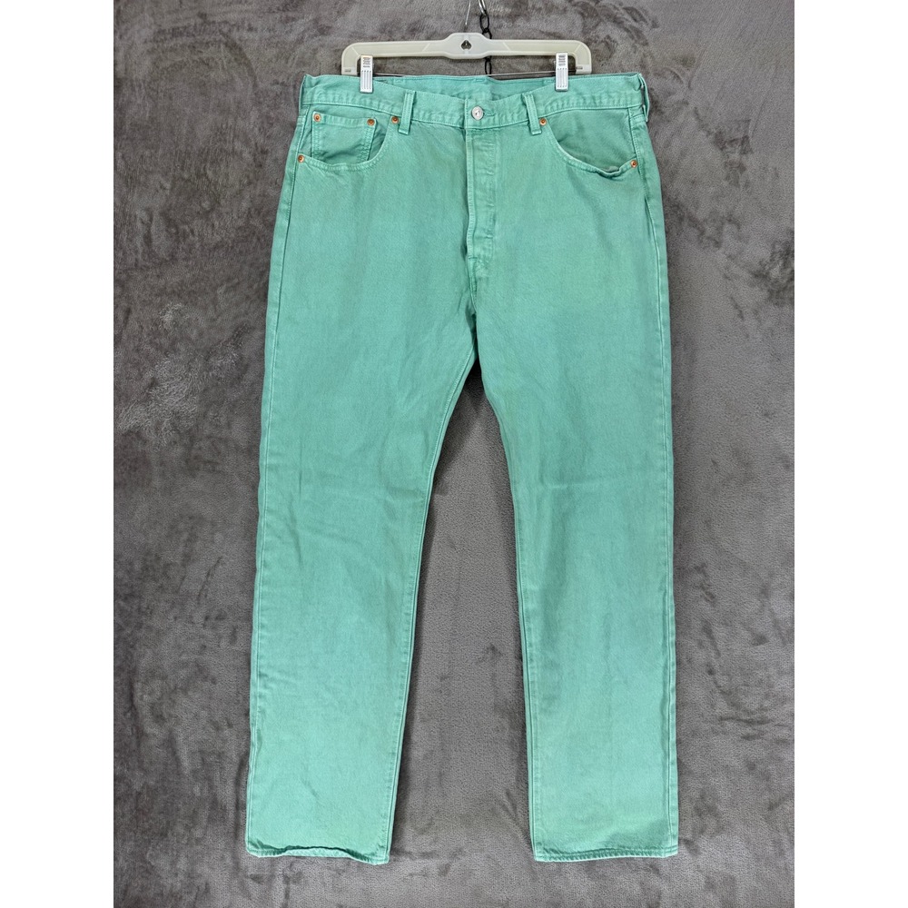Levi's Jeans Mens 38x34 501 Original Fit Seafoam Green Button Fly EUC